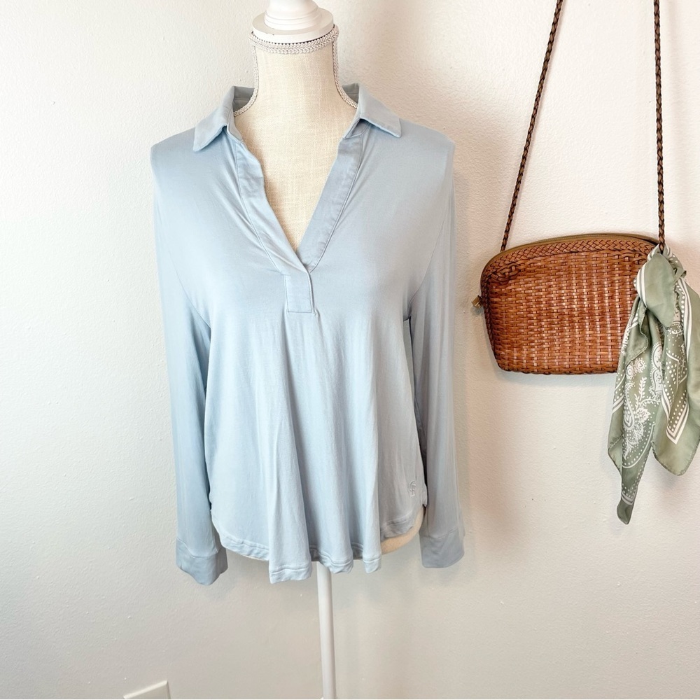 Cozy Earth Collared Blue Shirt XS